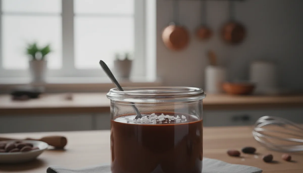 Crème dessert au chocolat maison faite au Thermomix, texture veloutée dans un pot en verre