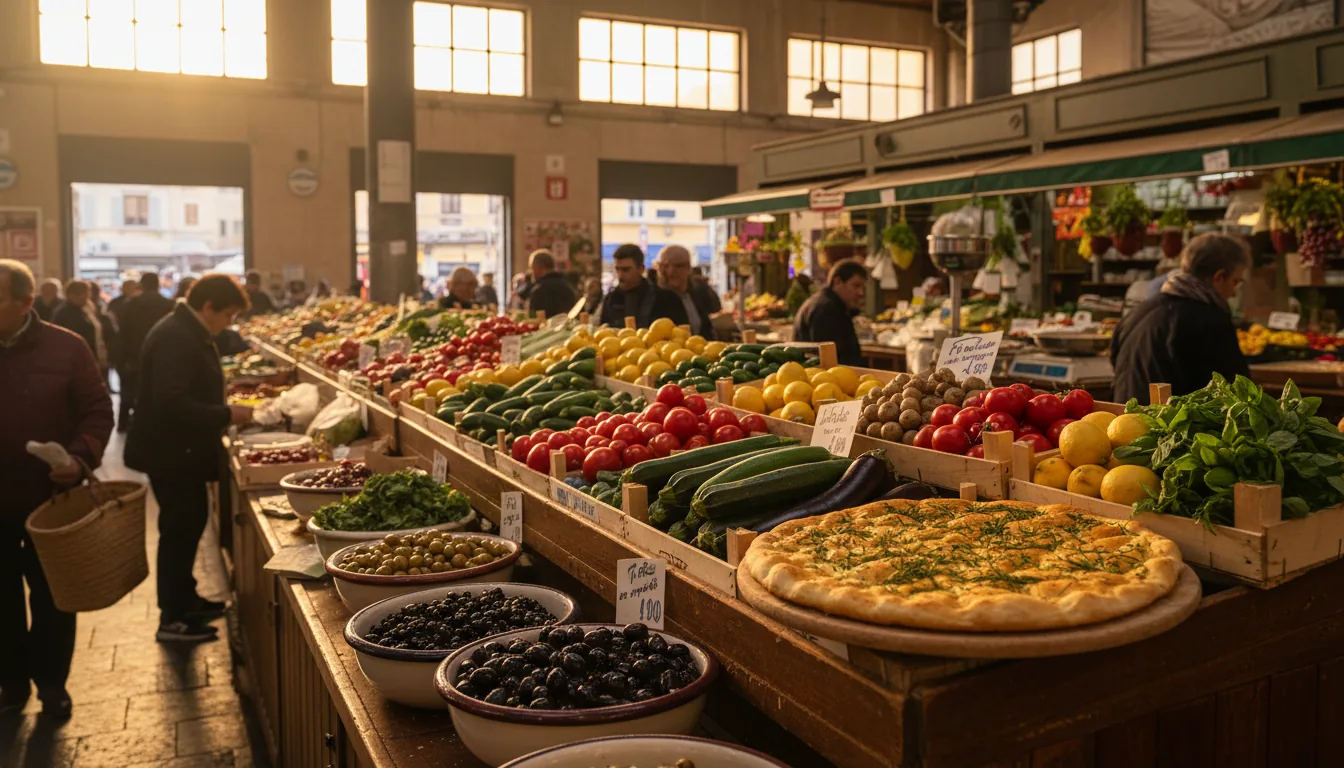 Marché de San Remo étals colorés produits frais spécialités liguriennes mardi ou samedi