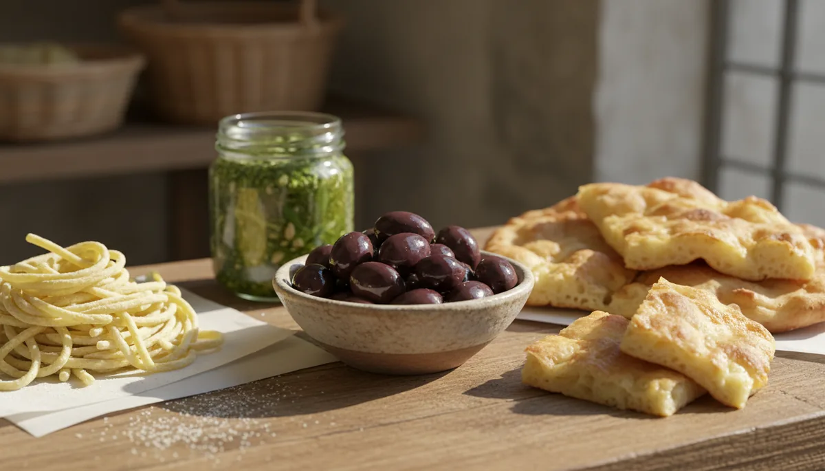 Produits à rapporter du marché de San Remo olives taggiasche trofie pesto spécialités liguriennes