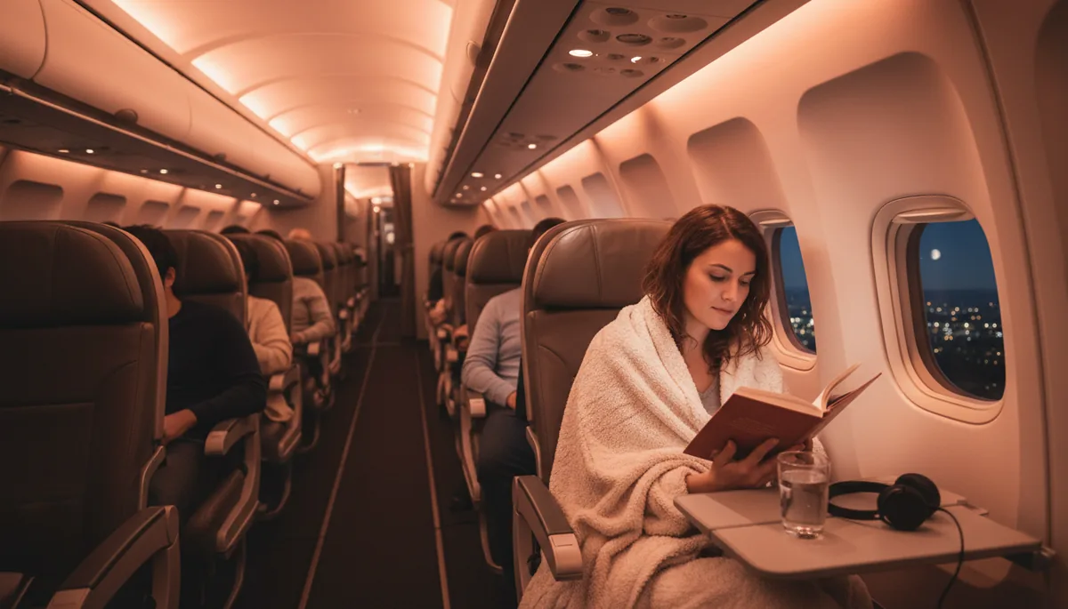 Intérieur cabine vol direct Paris Tokyo nuit confort long-courrier